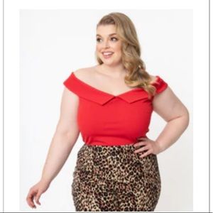Unique Vintage Plus Size Red Maraschino Top - 1X/16